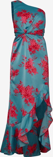Chi Chi London Robe de soirée en bleu cyan / rose / framboise, Vue avec produit