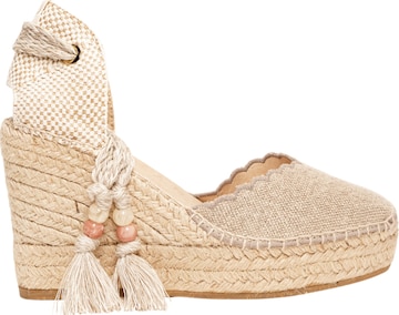 Alhamas - Sandalias 'Alpargata Cuña' en beige: frente