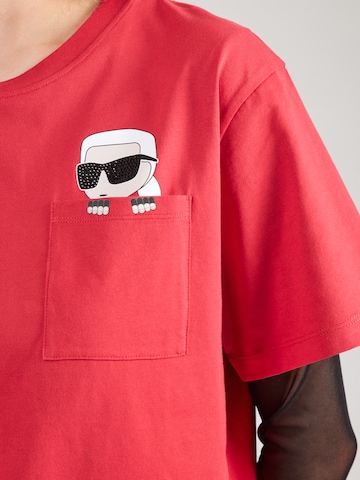 Karl Lagerfeld Μπλουζάκι 'IKON RS PEAK-A-BOO' σε κόκκινο