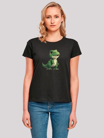 F4NT4STIC Shirt 'Süßer grüner Dino' in Black: front