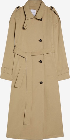 Palton de primăvară-toamnă de la Bershka pe bej: față