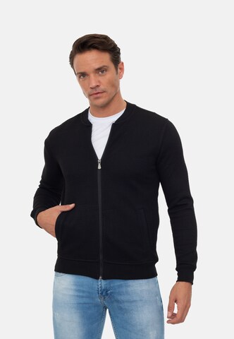 Sir Raymond Tailor Zip-Up Hoodie 'Bologna' in Black: front