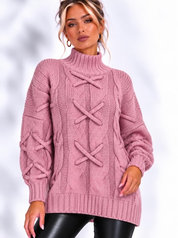 Worldclassca Knit Cardigan 'Strick Pullover mit Stehkragen' in Pink: front