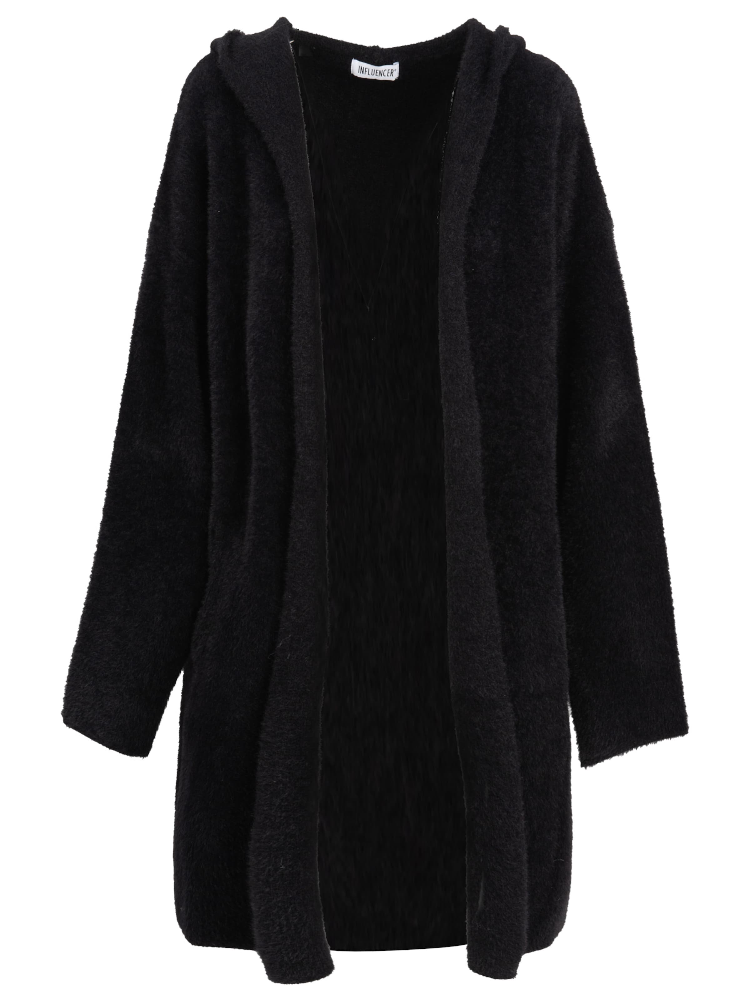 Cappotto in maglia di Influencer in nero: frontale