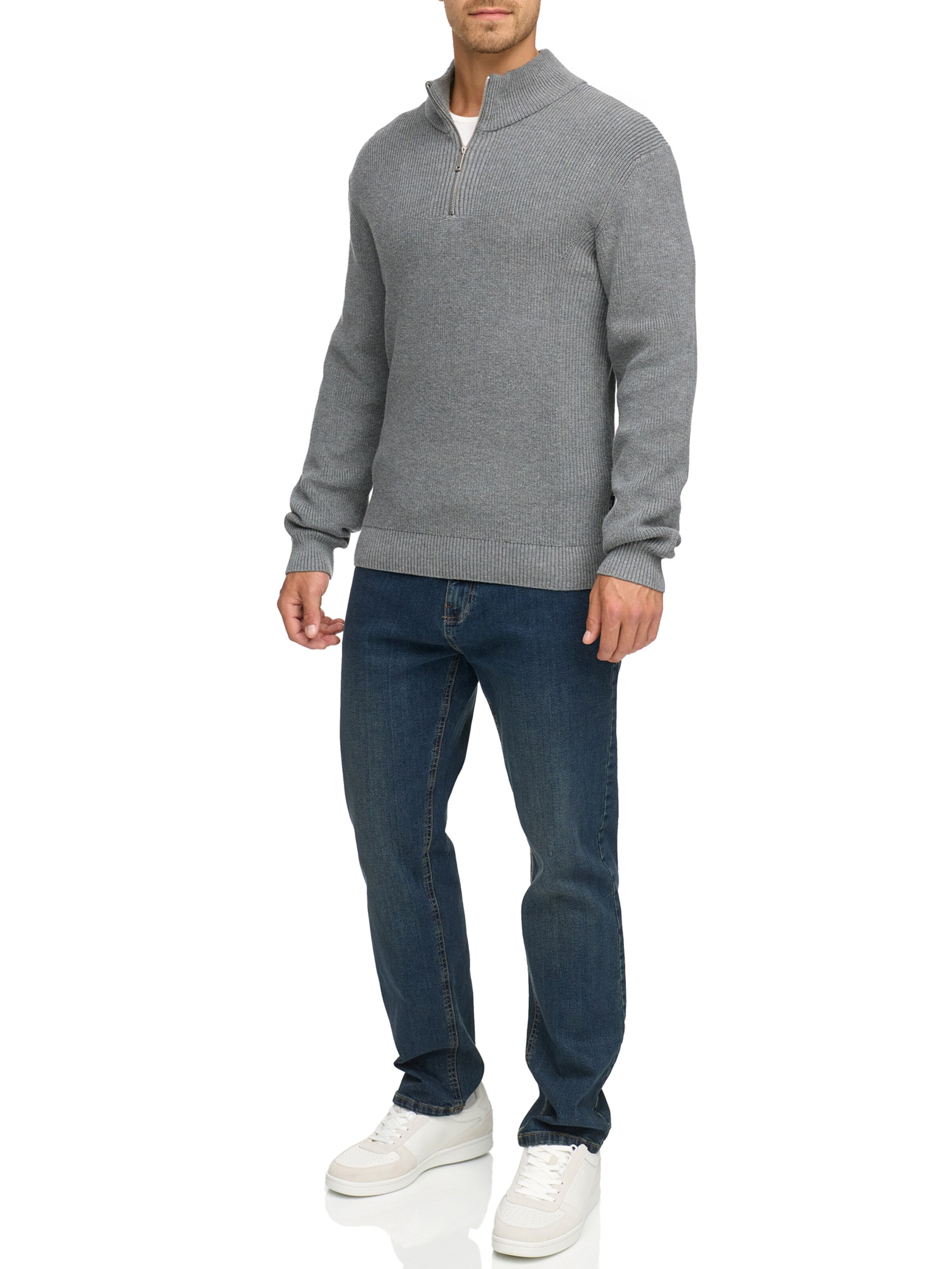 INDICODE JEANS Sweater in Grey: front