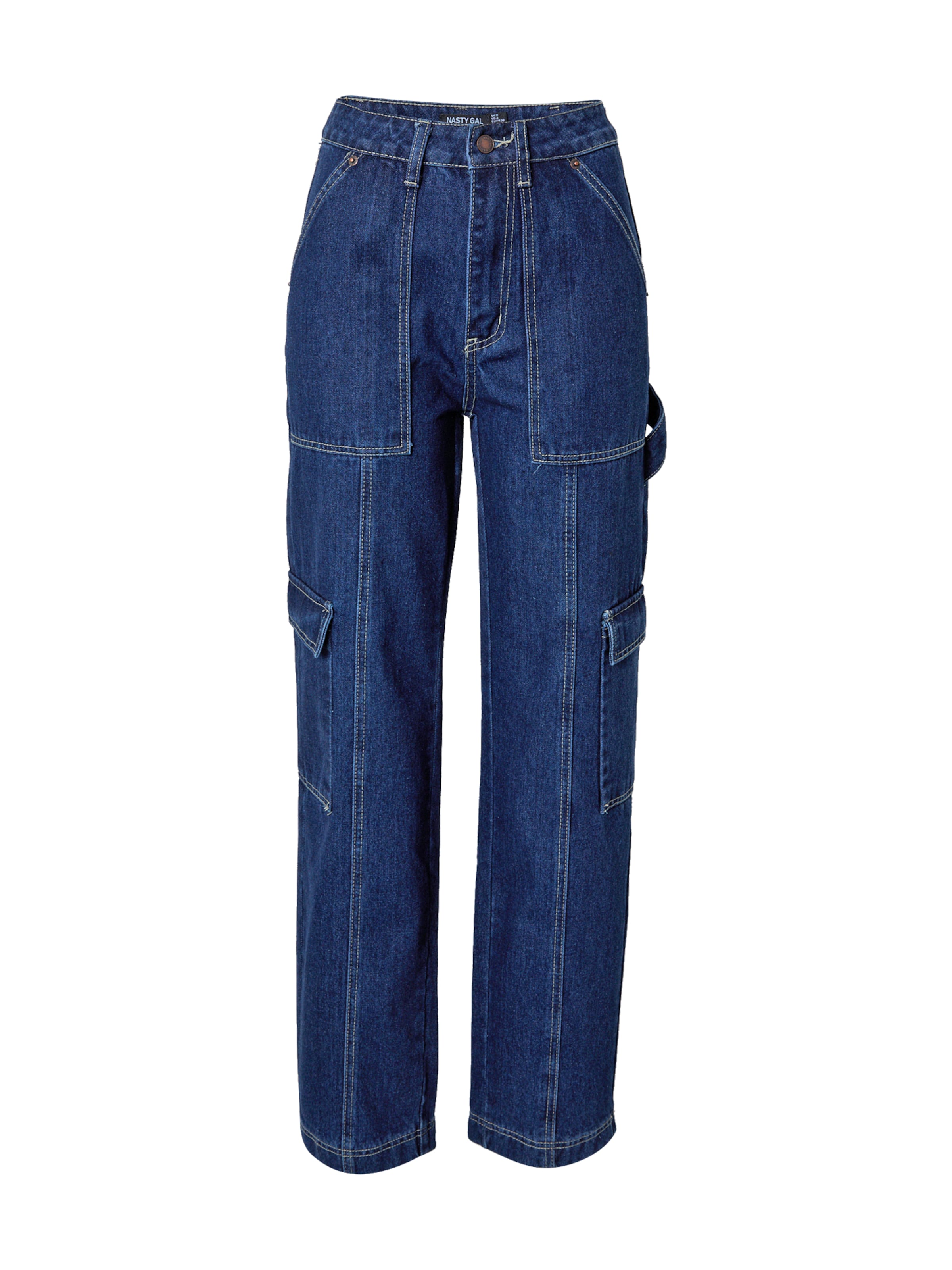 Nasty Gal tavaline Klapptaskutega teksapüksid, värv sinine: eest vaates