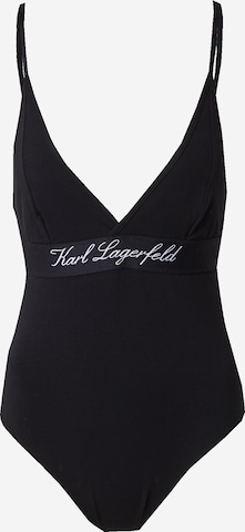 Karl Lagerfeld Triangle Swimsuit in Black: front