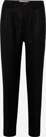 Wax London Regular Pleat-Front Pants in Black: front