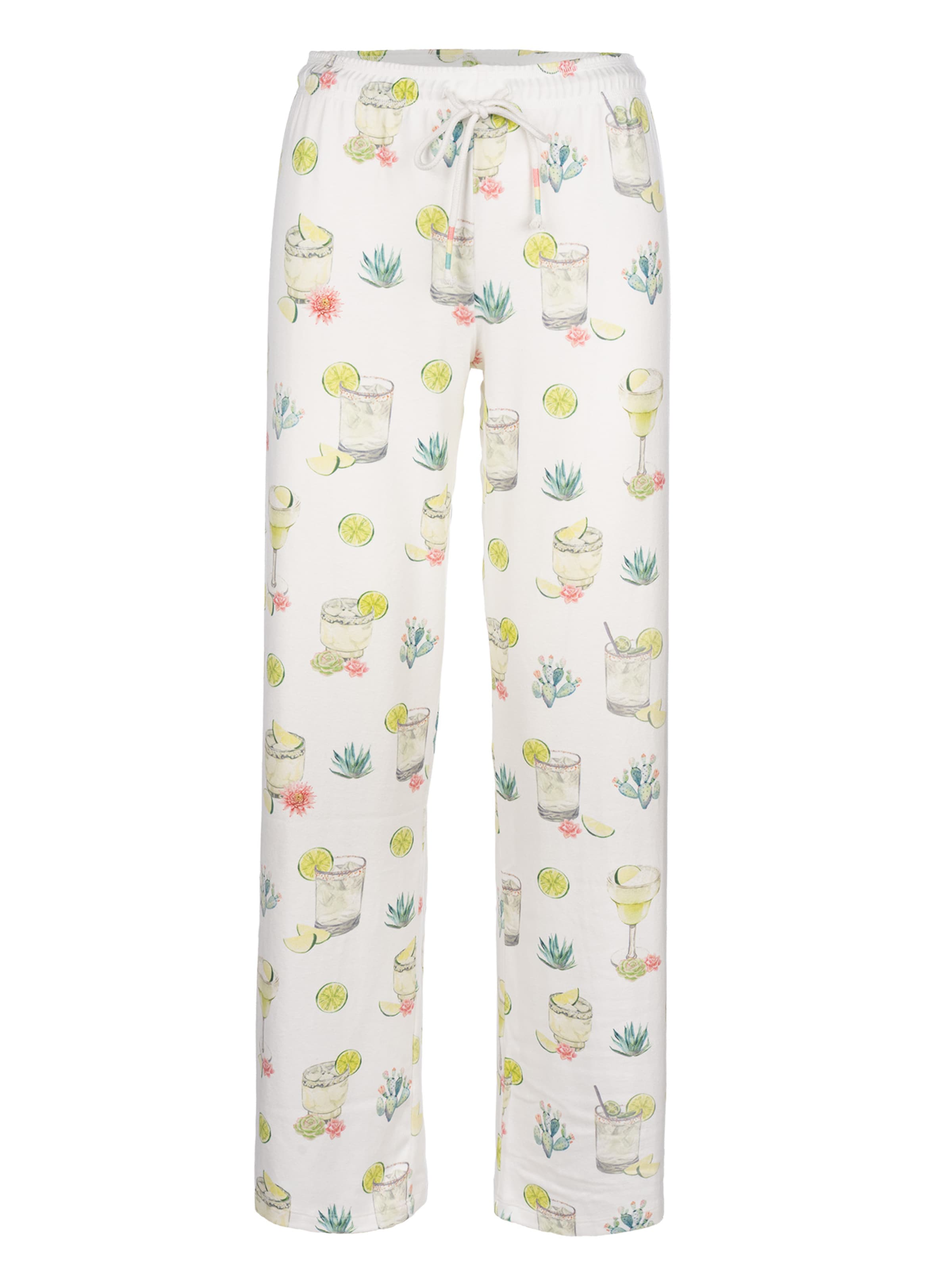PJ Salvage Pyjamahose 'Limes & Sunshine' in Weiß: Vorderseite