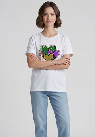 T-shirt usha BLUE LABEL en blanc : devant