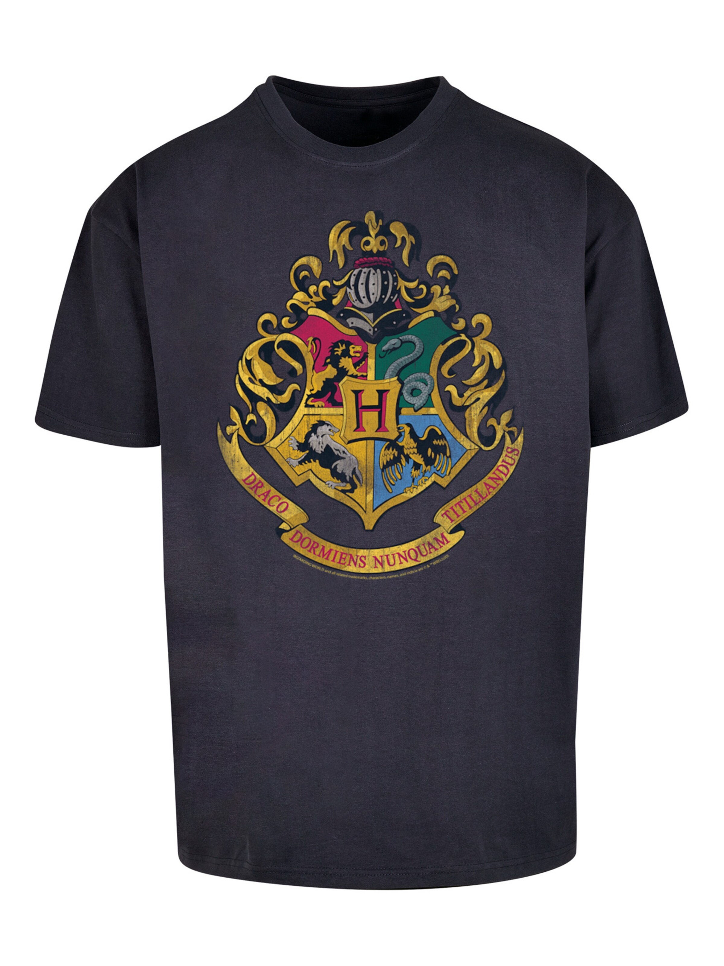 T-Shirt 'Harry Potter Distressed Hogwarts' F4NT4STIC en bleu : devant