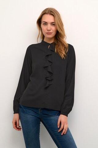 Cream Blouse 'Tiah' in Zwart: voorkant