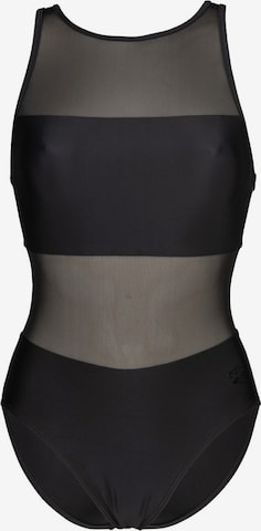 ARENABustier Sportski kupaći kostim 'MESH PANELS VENT BACK' - crna boja: prednji dio