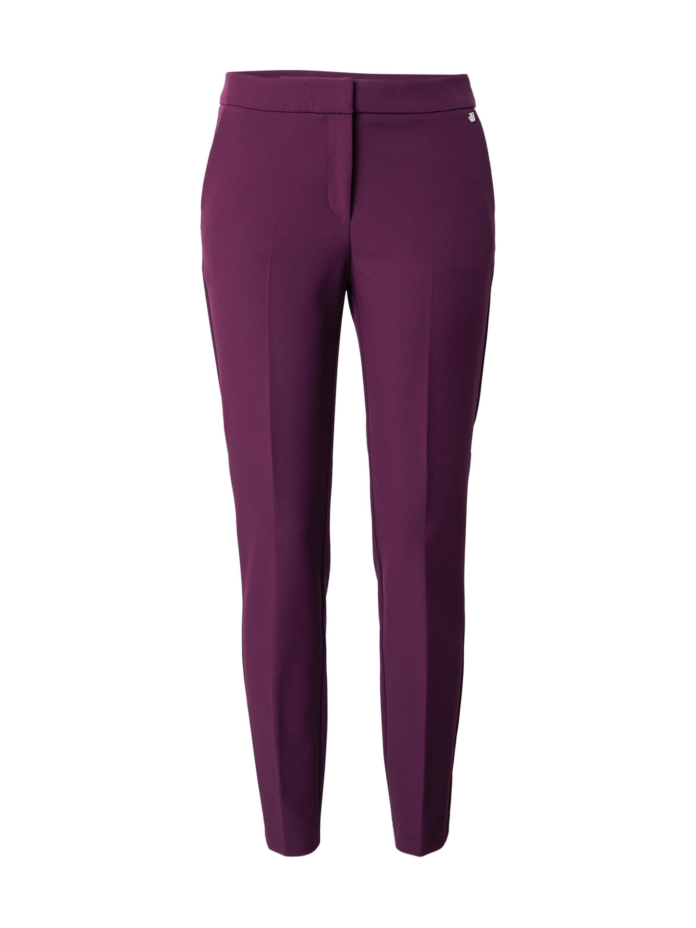 HUGO Slim fit Trousers with creases 'Hagonia-1' in Purple: front