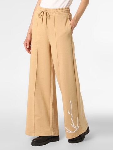 Karl Kani Wide leg Broek in Beige: voorkant