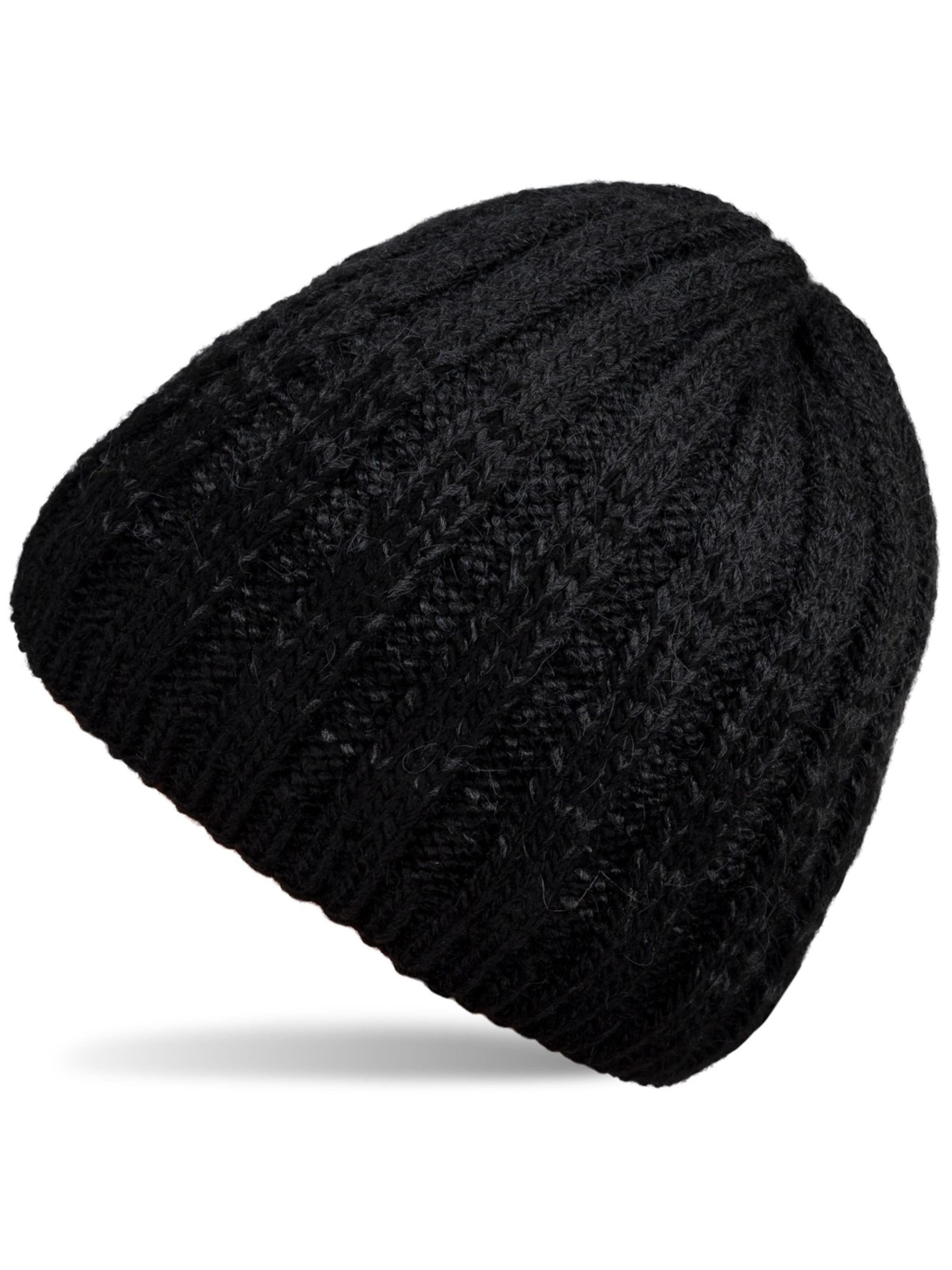 styleBREAKER Mütze 'Strickmütze Farbverlauf mit Thermo-Fleece'‌ in Schwarz: Vorderseite