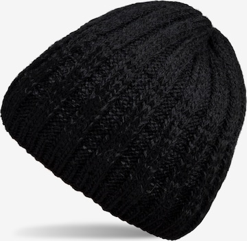 styleBREAKER Mütze 'Strickmütze Farbverlauf mit Thermo-Fleece' in Schwarz: Vorderseite