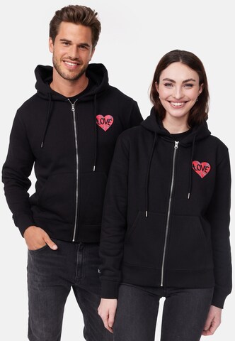 smiler. Zip-Up Hoodie in Black: front