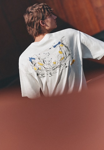 T-Shirt 'WEST PARADISE' Pull&Bear en blanc