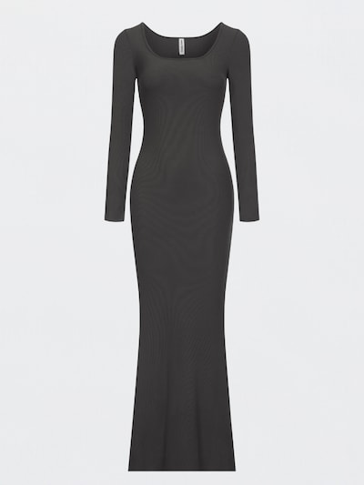 cfab (formerly creamy fabrics) Klänning 'Ribbed Long Sleeve Maxikleid' i 34 i mörkbrun, Produktvy