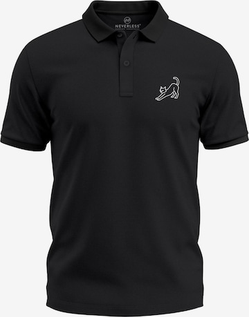 Neverless Shirt 'Cat Polygon' in Schwarz: Vorderseite