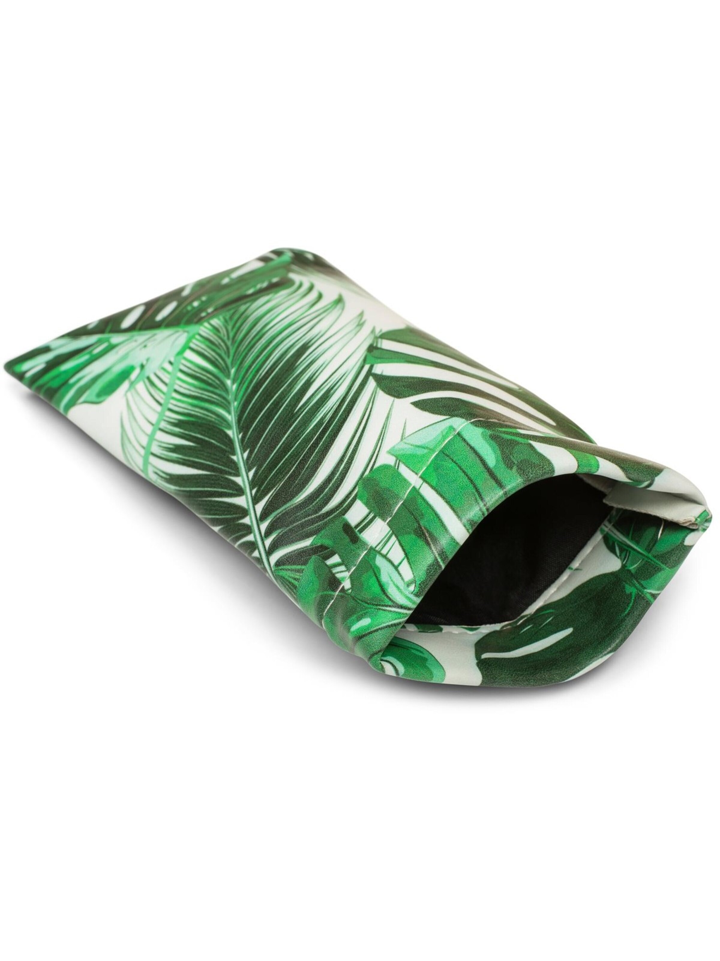 styleBREAKER Case 'Brillenetui Palmen mit Putztuch' in Green: front