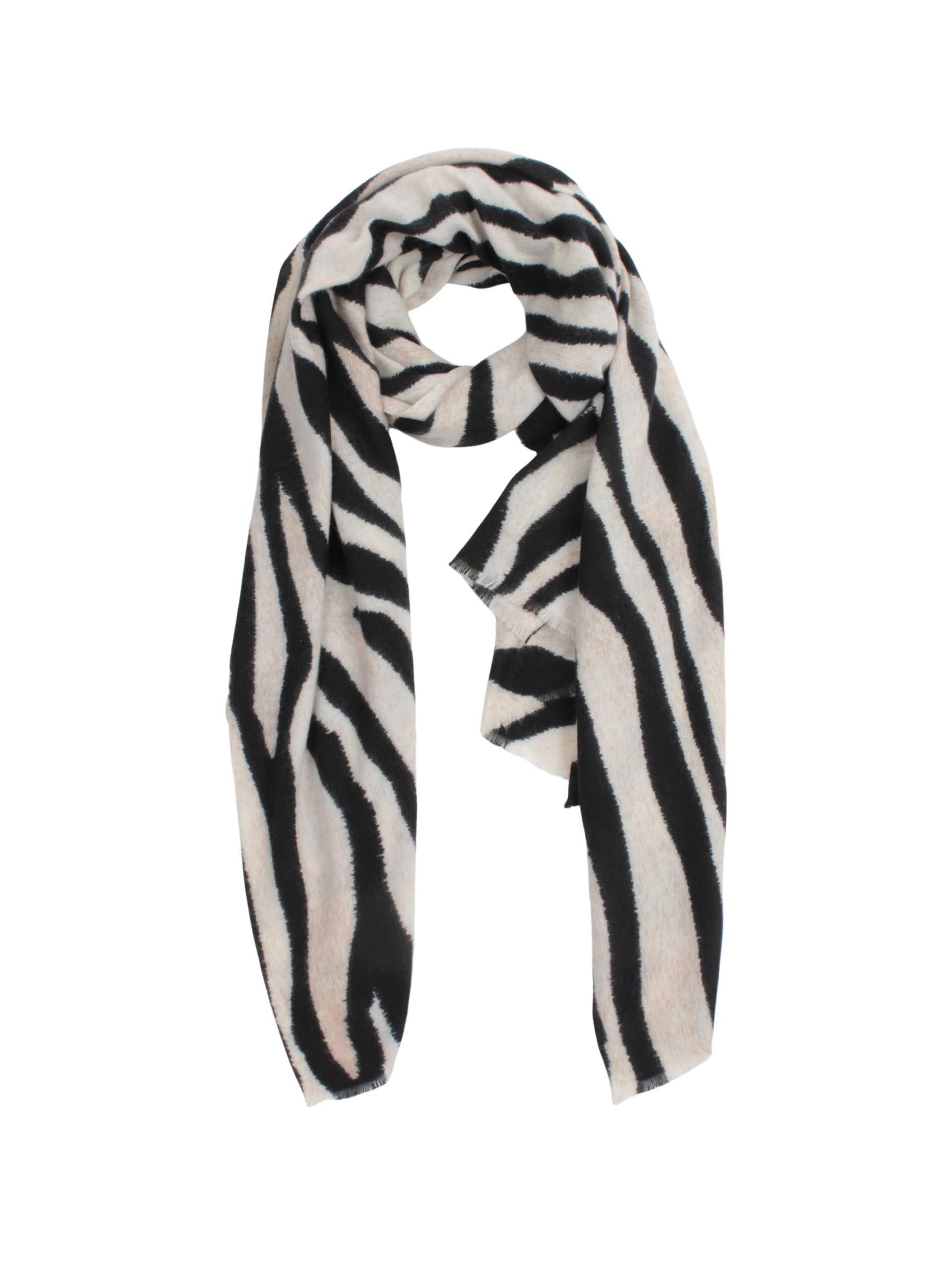 SAMAYA Leichter weicher Modeschal 'Molley' mit Zupffransen in Schwarz: Vorderseite