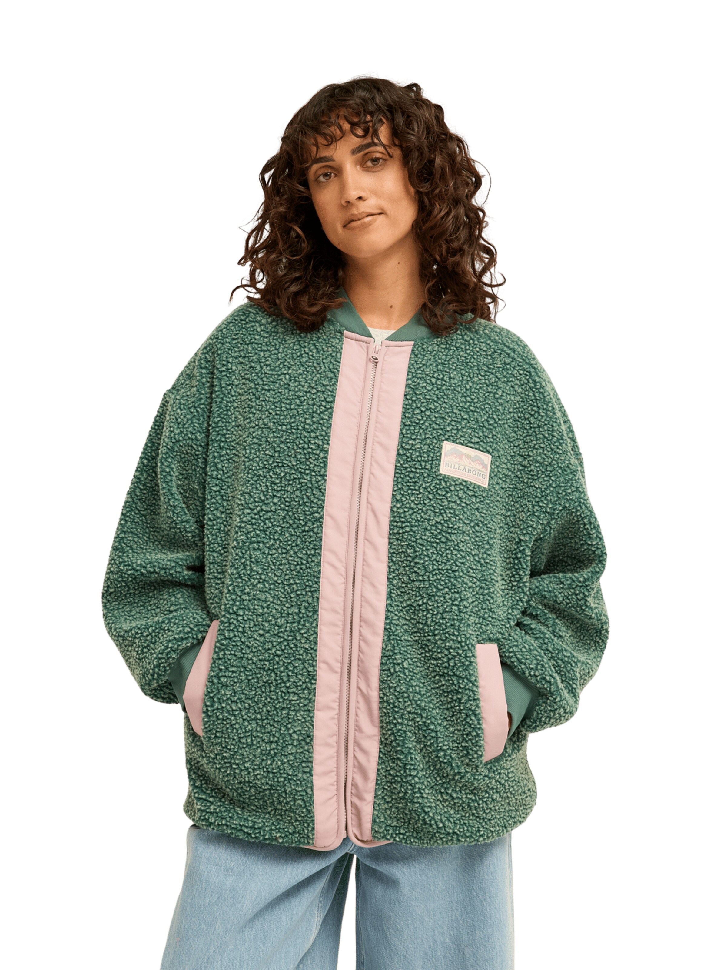 Sherpa Fleecejacke in Grün: Vorderseite