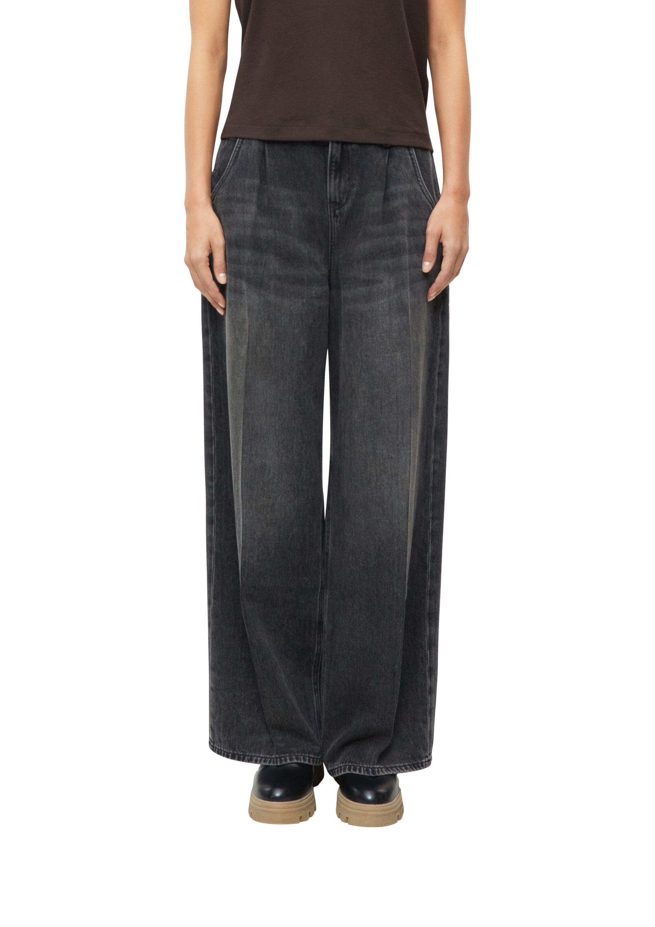 s.Oliver Baggy Bandplooi jeans in Grijs: voorkant