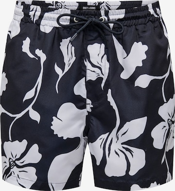 Shorts de bain 'Ted Life' Only & Sons en noir : devant