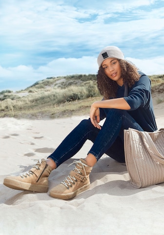 Elbsand Lace-Up Ankle Boots in Beige: front