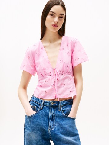 Camicia da donna di Tommy Jeans in rosa: frontale
