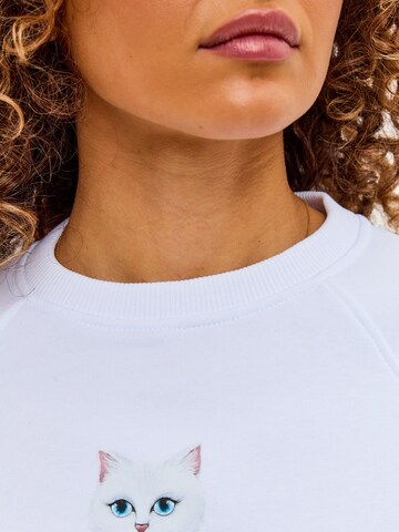 Sweat-shirt CAT by Maniita Lacitta en blanc