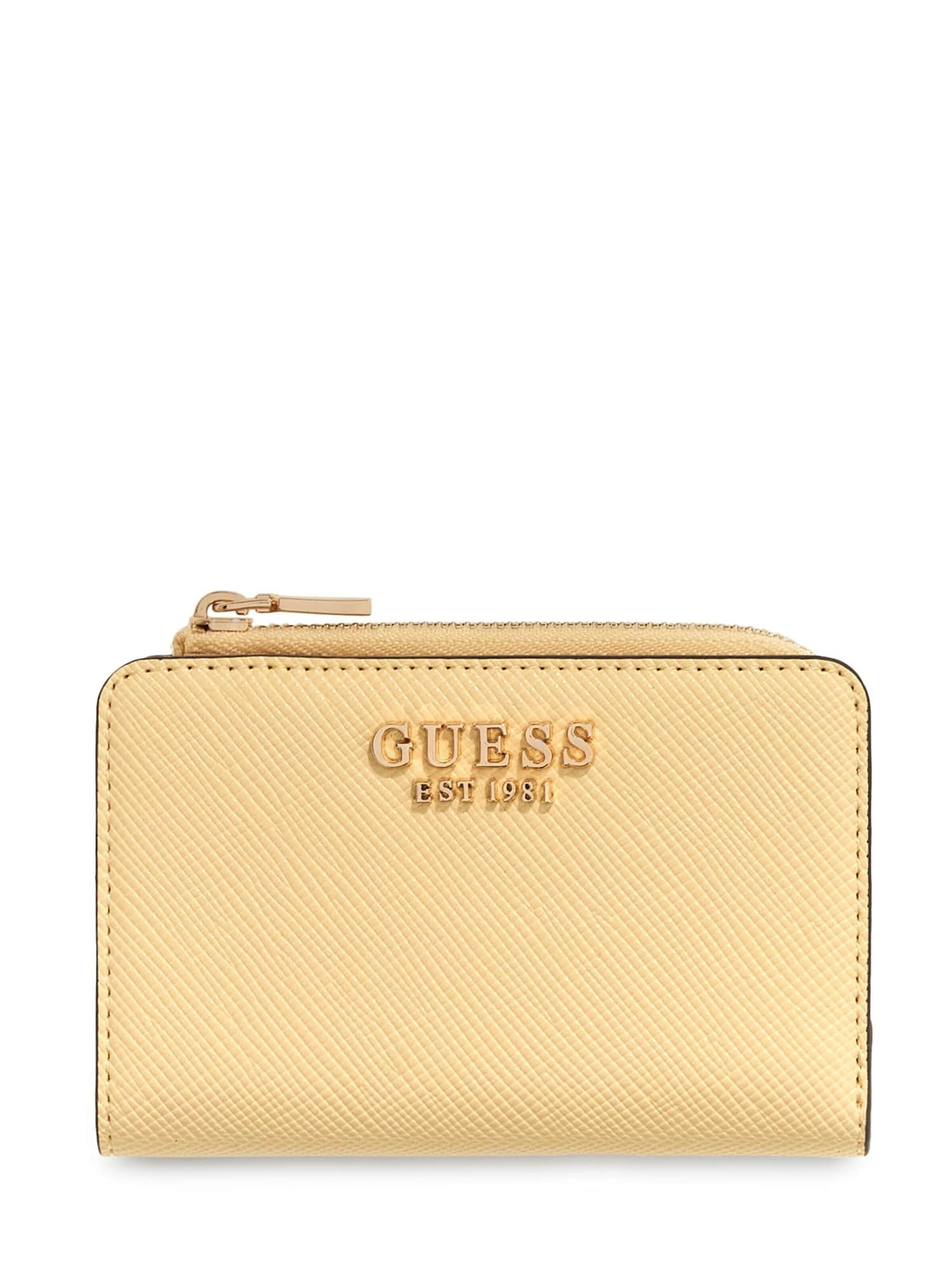 GUESS Wallet 'Serenova Saffiano' in Yellow: front