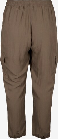 Zizzi Tapered Cargo Pants 'VMACY' in Brown