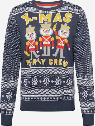 Lindbergh Sweater 'Xmas' in Blue: front