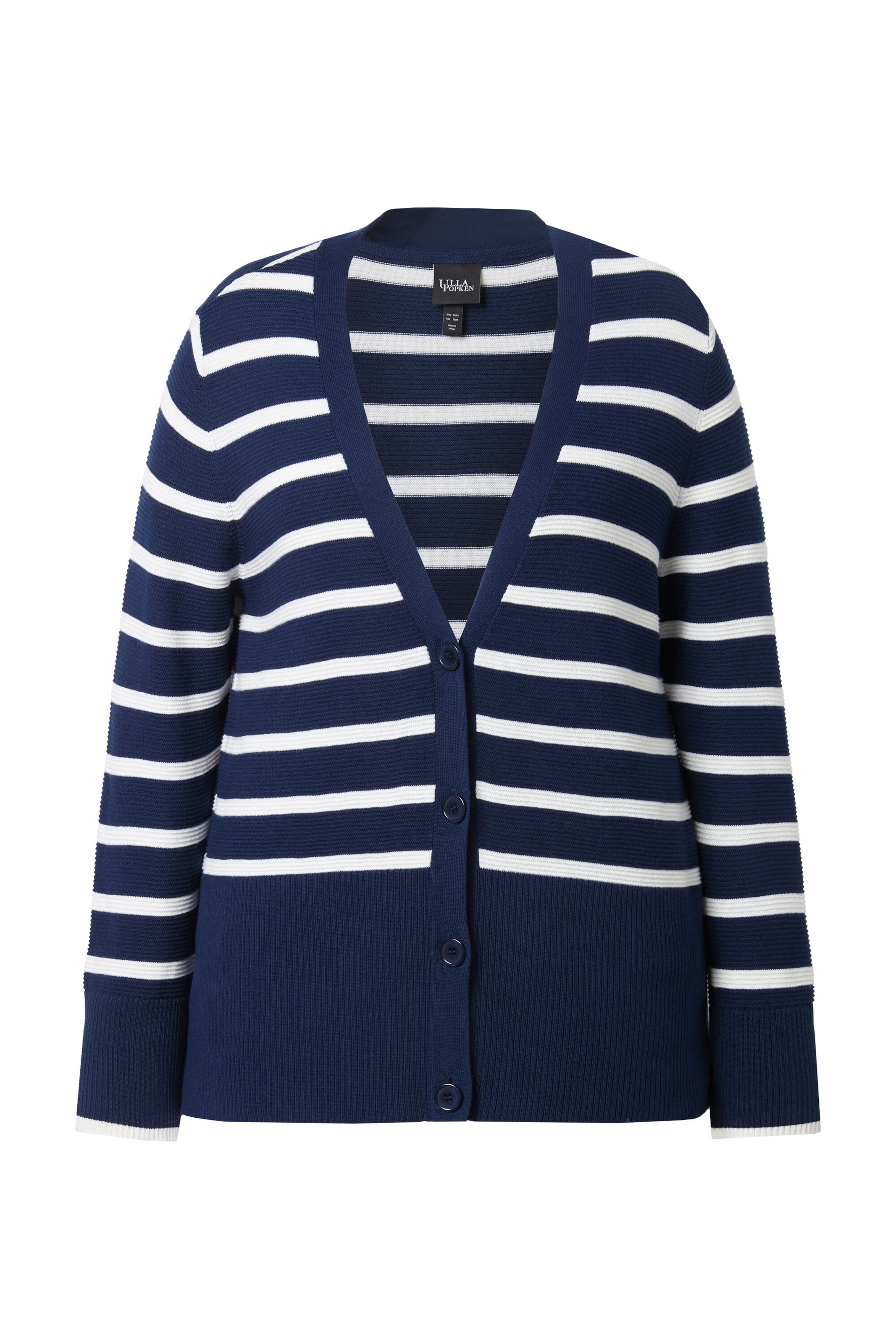 Ulla Popken Gebreid vest in de kleur Marine / Wit, Productweergave