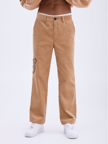 Smiles Boot cut Pants 'Lias' in Beige: front