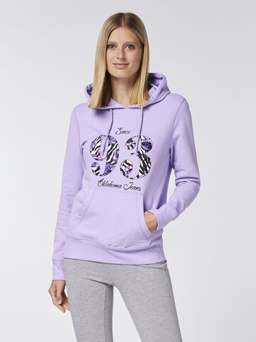 Oklahoma Jeans Sweatshirt ' mit gemustertem Motiv ' in Purple: front