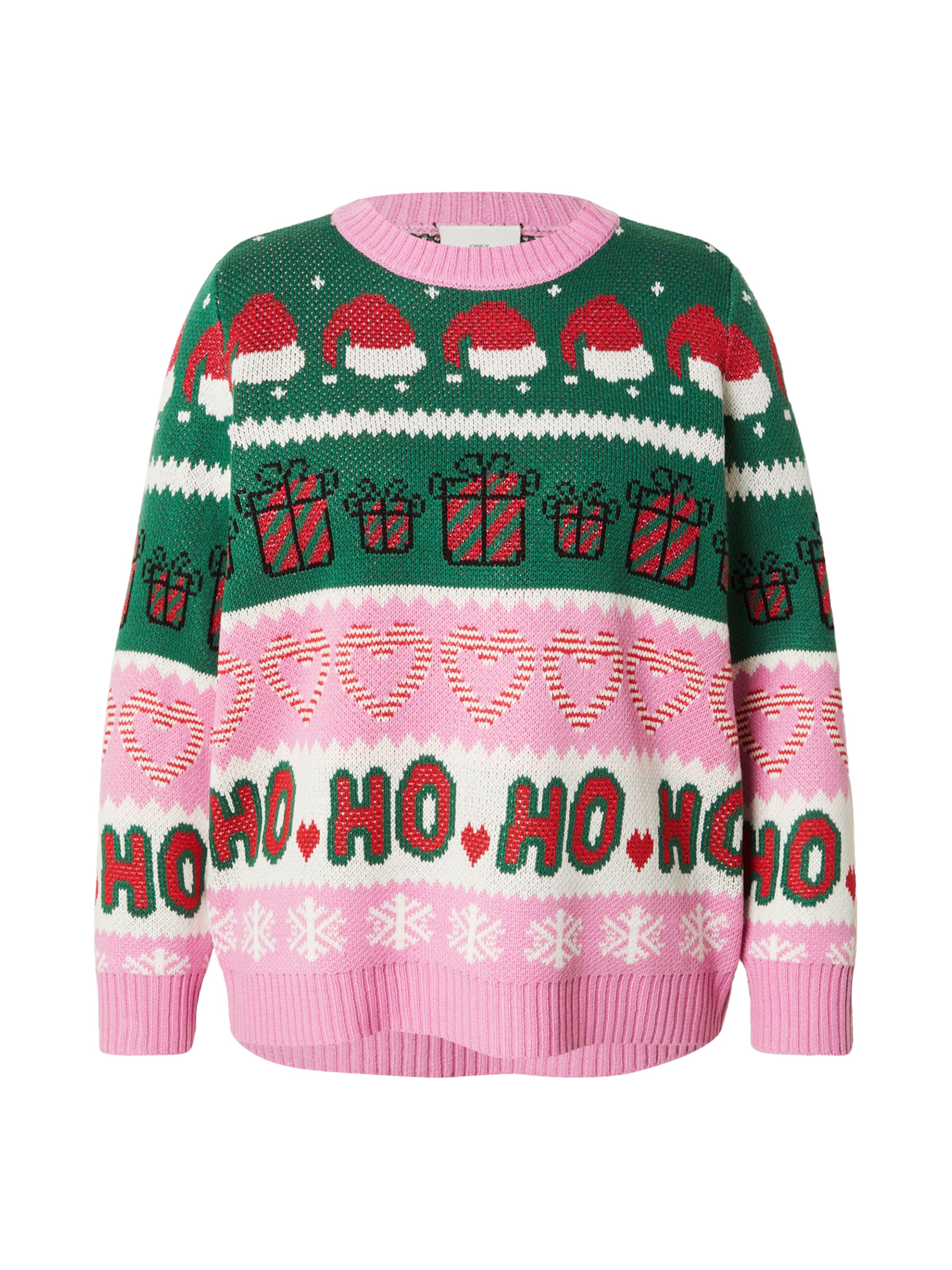 ONLY Carmakoma Pulover 'CARHOHO X-MAS' | zelena barva: sprednja stran