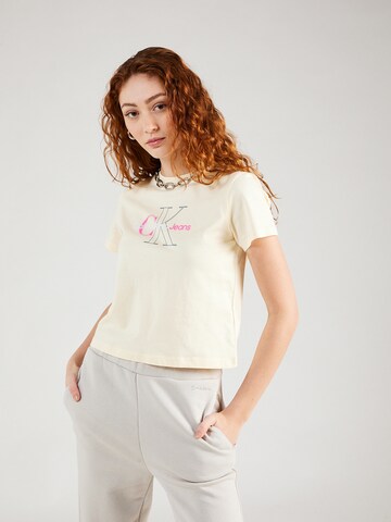 T-shirt Calvin Klein Jeans en beige : devant