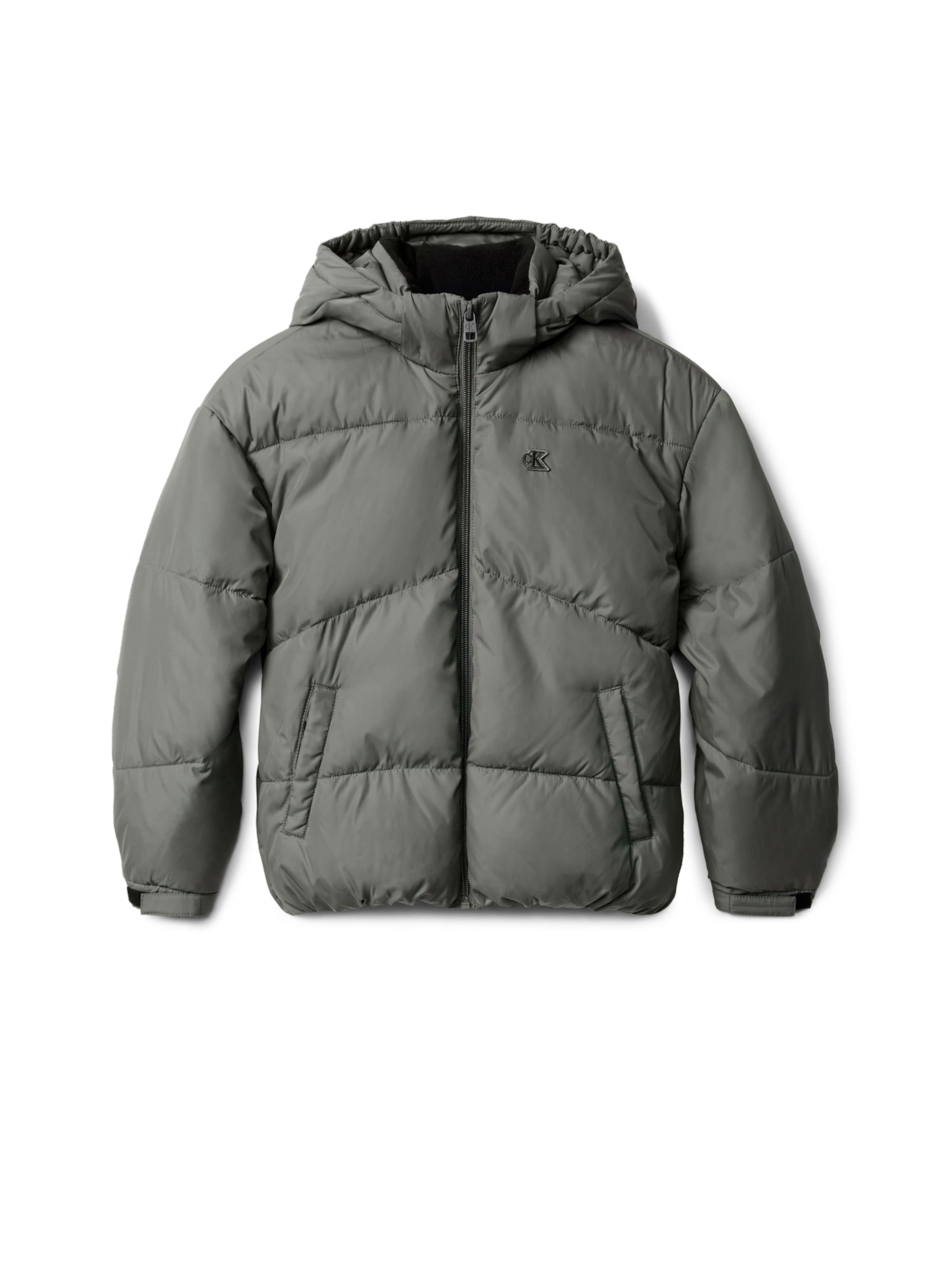 pelēks Calvin Klein Jeans Starpsezonu jaka: no priekšpuses