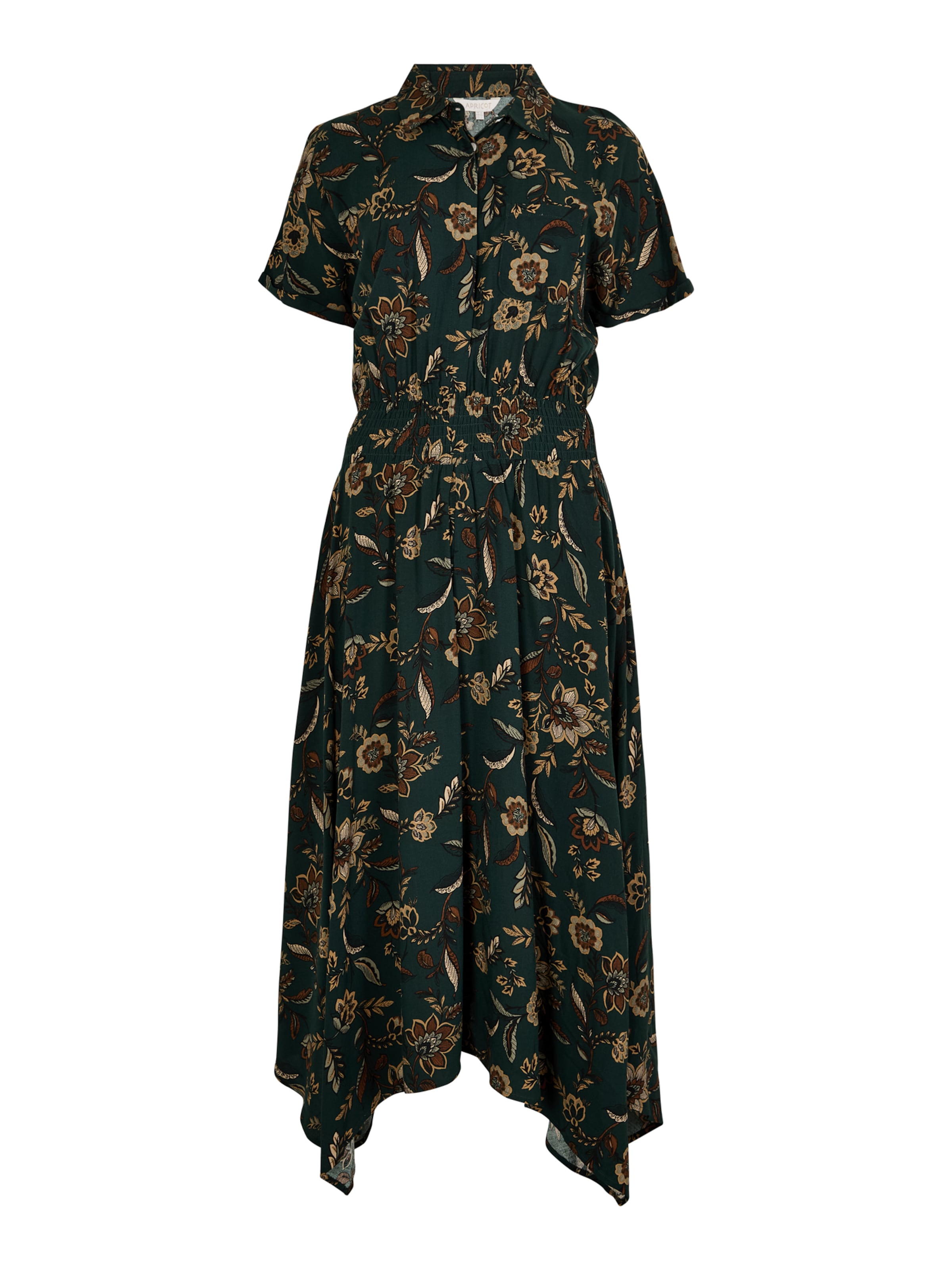Apricot Jurk 'Sarasa Floral' in Groen: voorkant