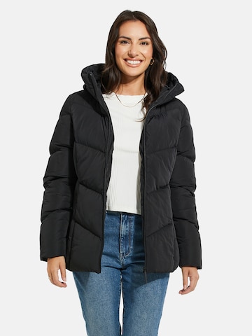 Threadbare Winter Jacket 'Pencil' in Black: front