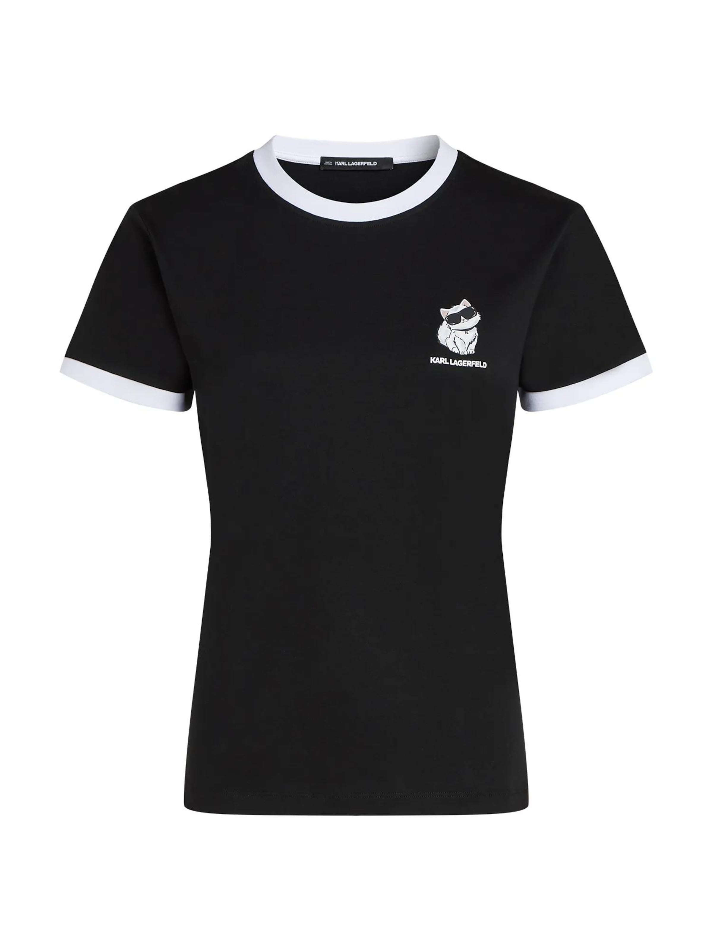 T-shirt 'Ikon Choupette' Karl Lagerfeld en noir : devant