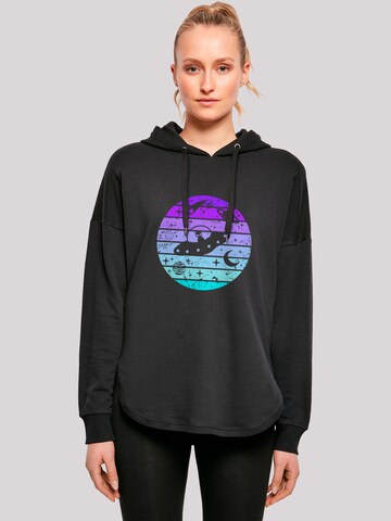 F4NT4STIC Sweatshirt 'Retro Alien Weltraum Sonnenuntergang' in Zwart: voorkant