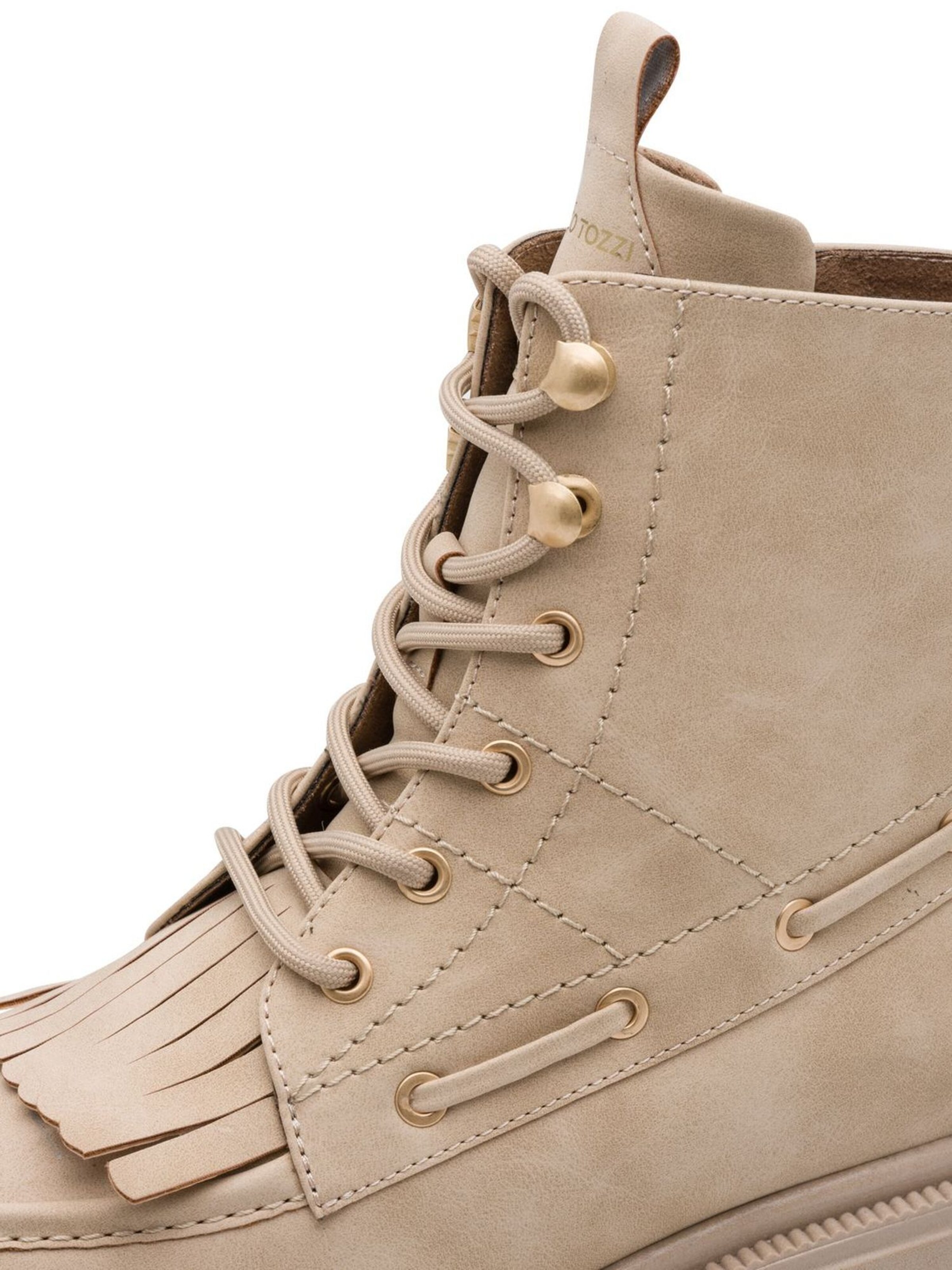 MARCO TOZZI Lace-Up Ankle Boots in Beige