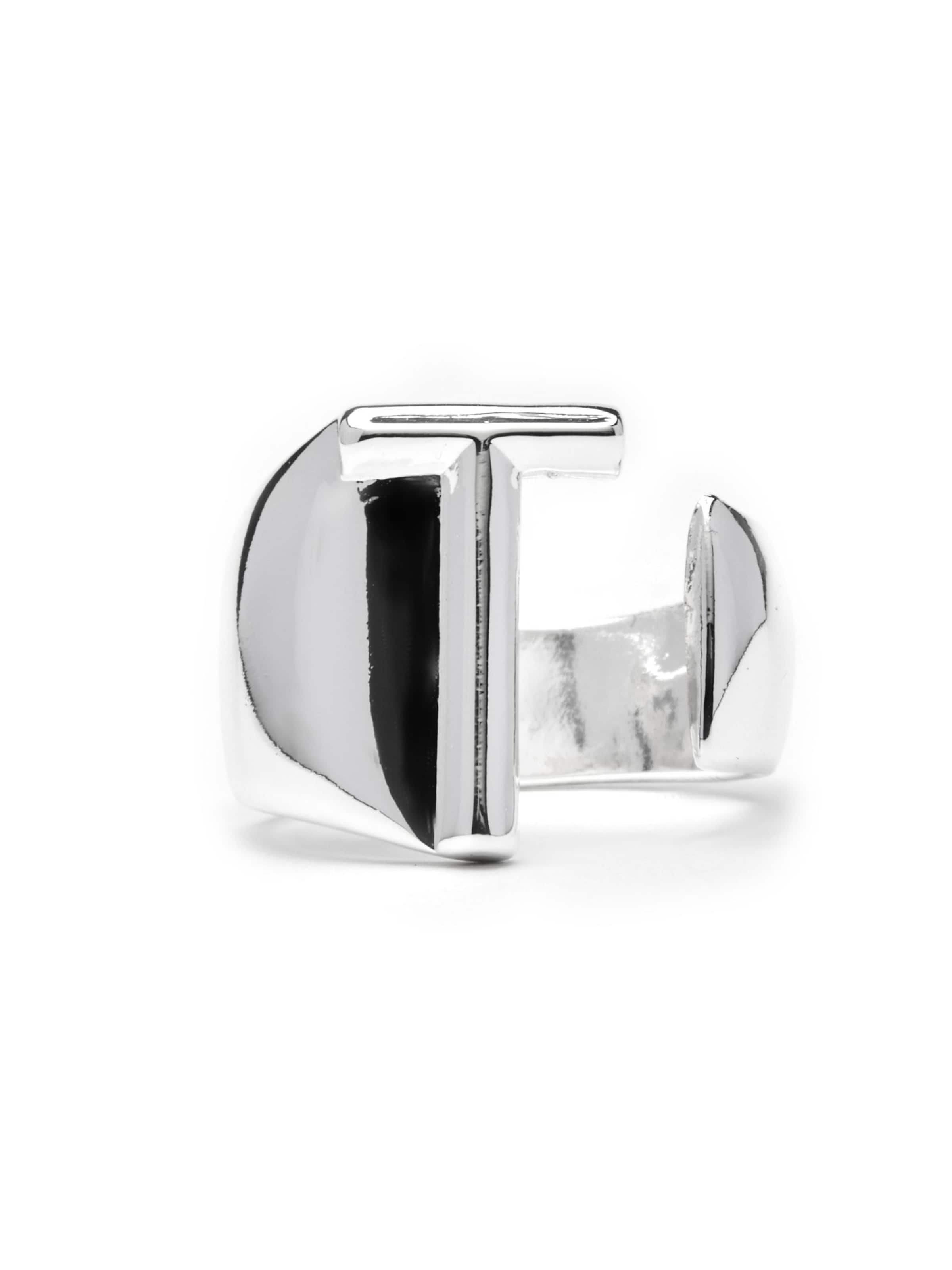 Luxenter Ring 'Alphabet T'‌‌‌‌‌‌‌‌‌‌ in Silber: Vorderseite
