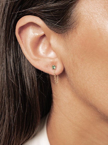 Hey Happiness - Pendientes 'Emerald Chain Loop Stud' en oro