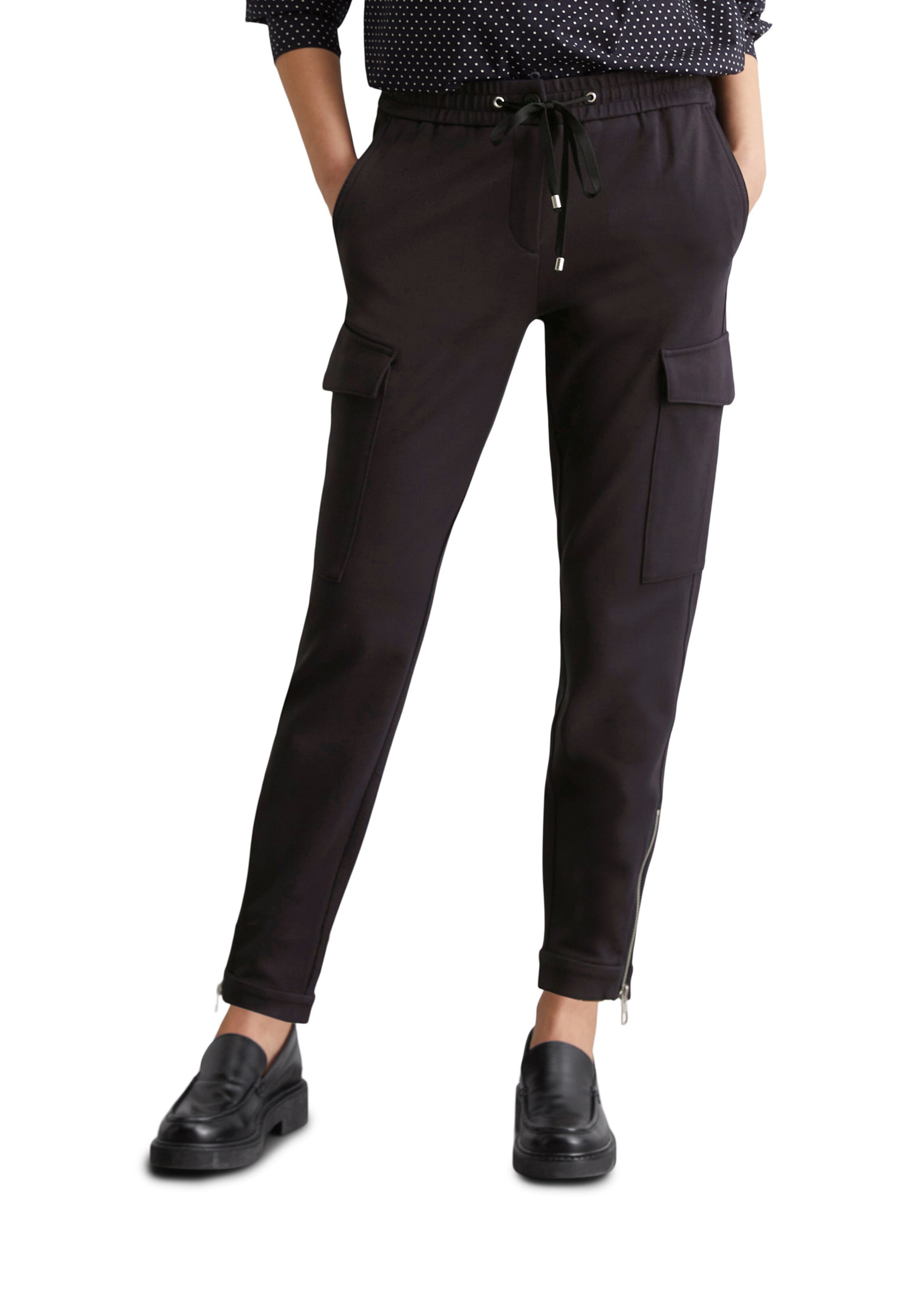 Marc O'Polo Tapered Cargobroek in Blauw: voorkant